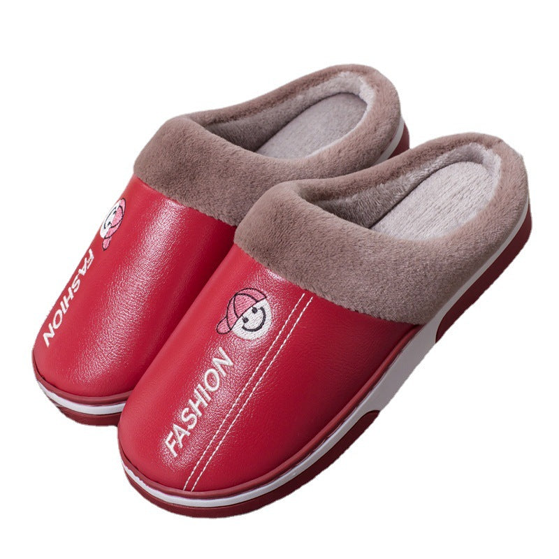 Wholesale Leather Autumn and Winter Warm Cotton Slippers